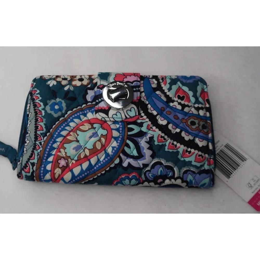 Vera Bradley RFID Turnlock Wallet Haymarket Paisley Jewel Quilted Zip Floral NWT